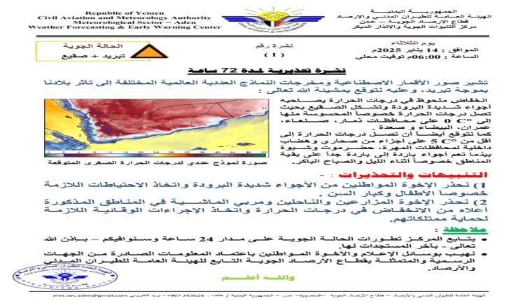 الأرصاد تحذر من انخفاض درجة الحرارة إلى أقل من الصفر في هذه المحافظات؟